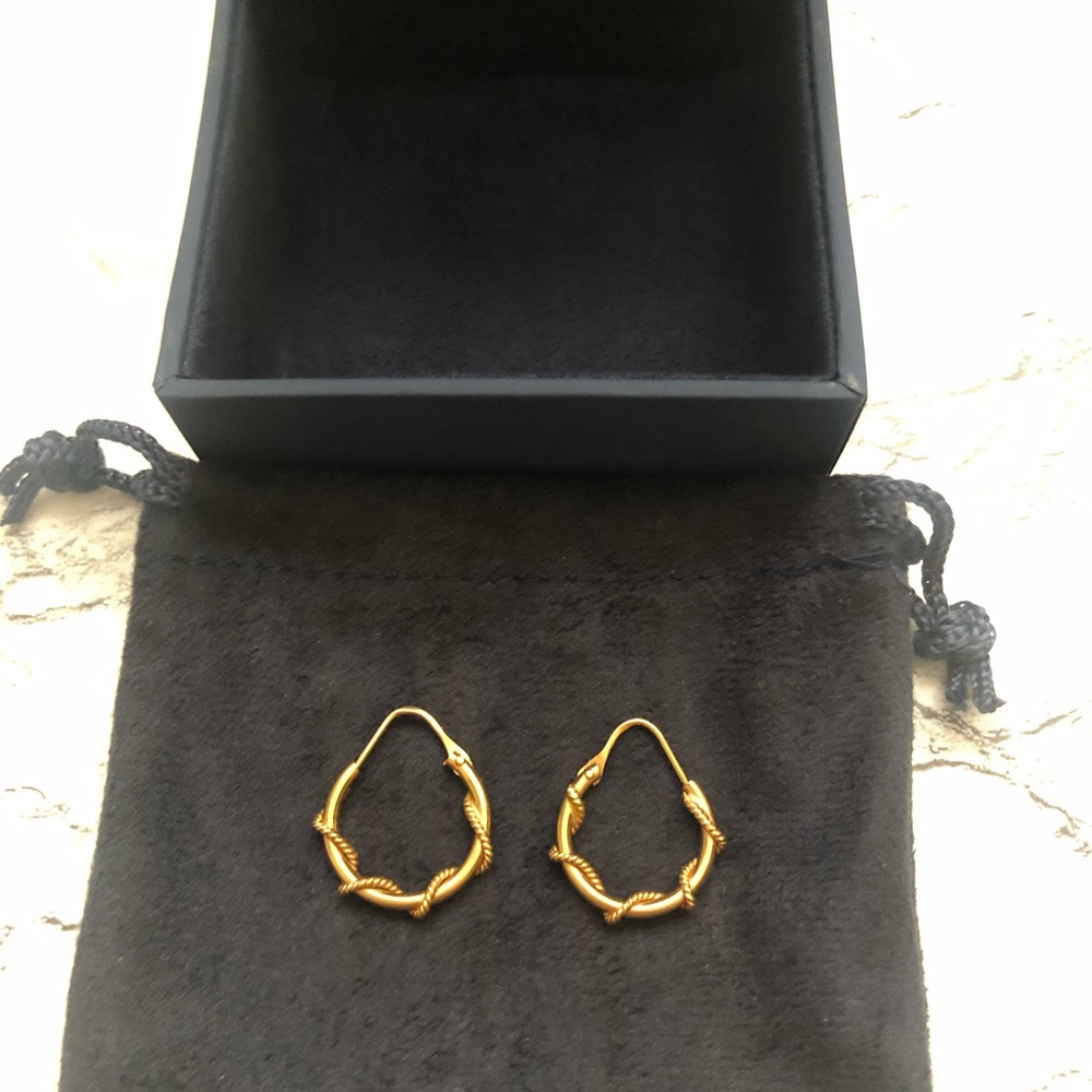 Dainty Gold Tone Lightweight Twisted Hoop Earrings - Picture 10 of 10